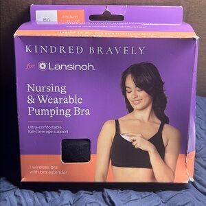 Kindred Bravely for Lansinoh Wireless Nursing Bra Black Medium Large New In Box